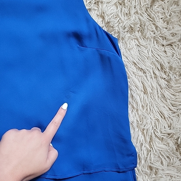 Women's Theory 100% Silk Blue Sleeves Tiered Flowy Blouse - M Medium - Picture 4 of 13